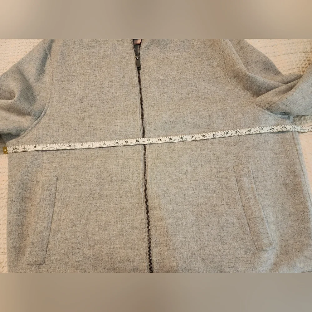 Ted Baker $395 Men's Light Grey Soft Wool Bomber Jacket Zip Front Size XXL